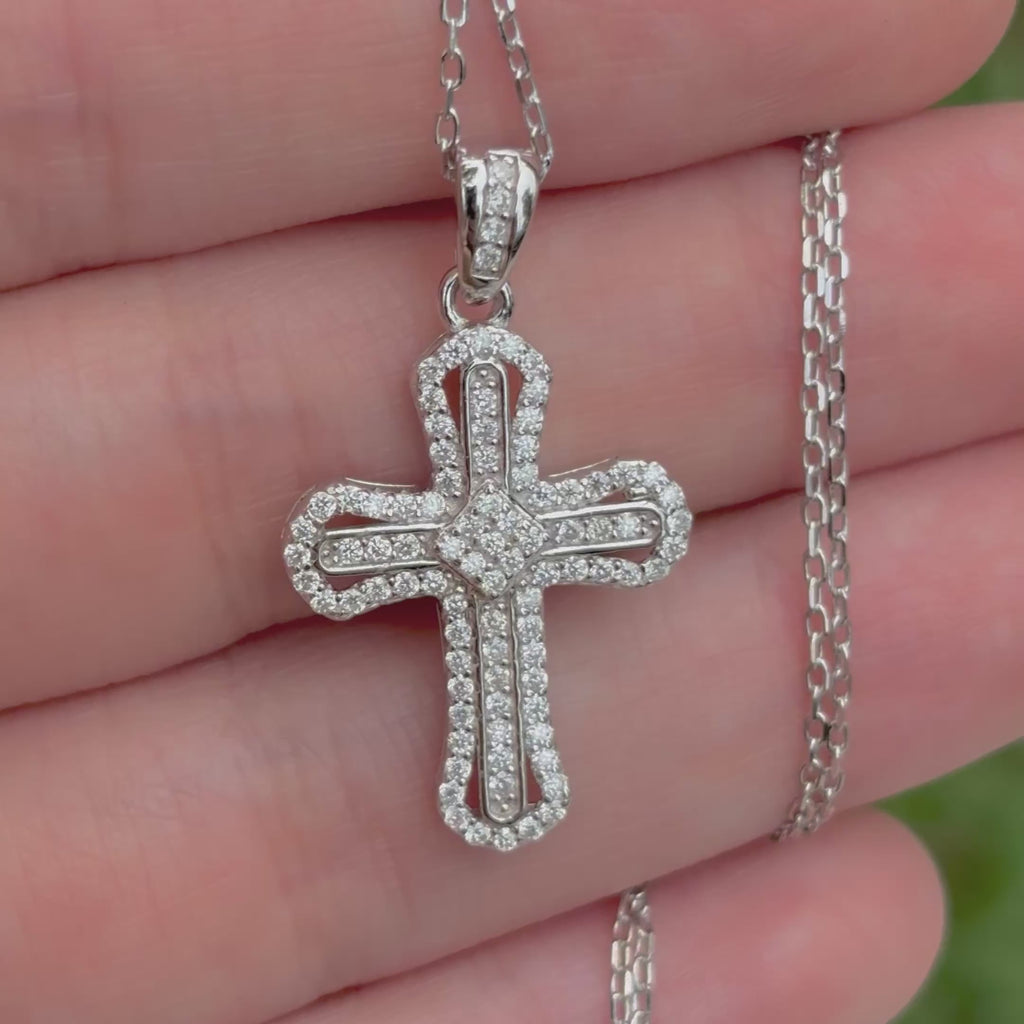 Sterling Silver Moissanite Cross Pendant