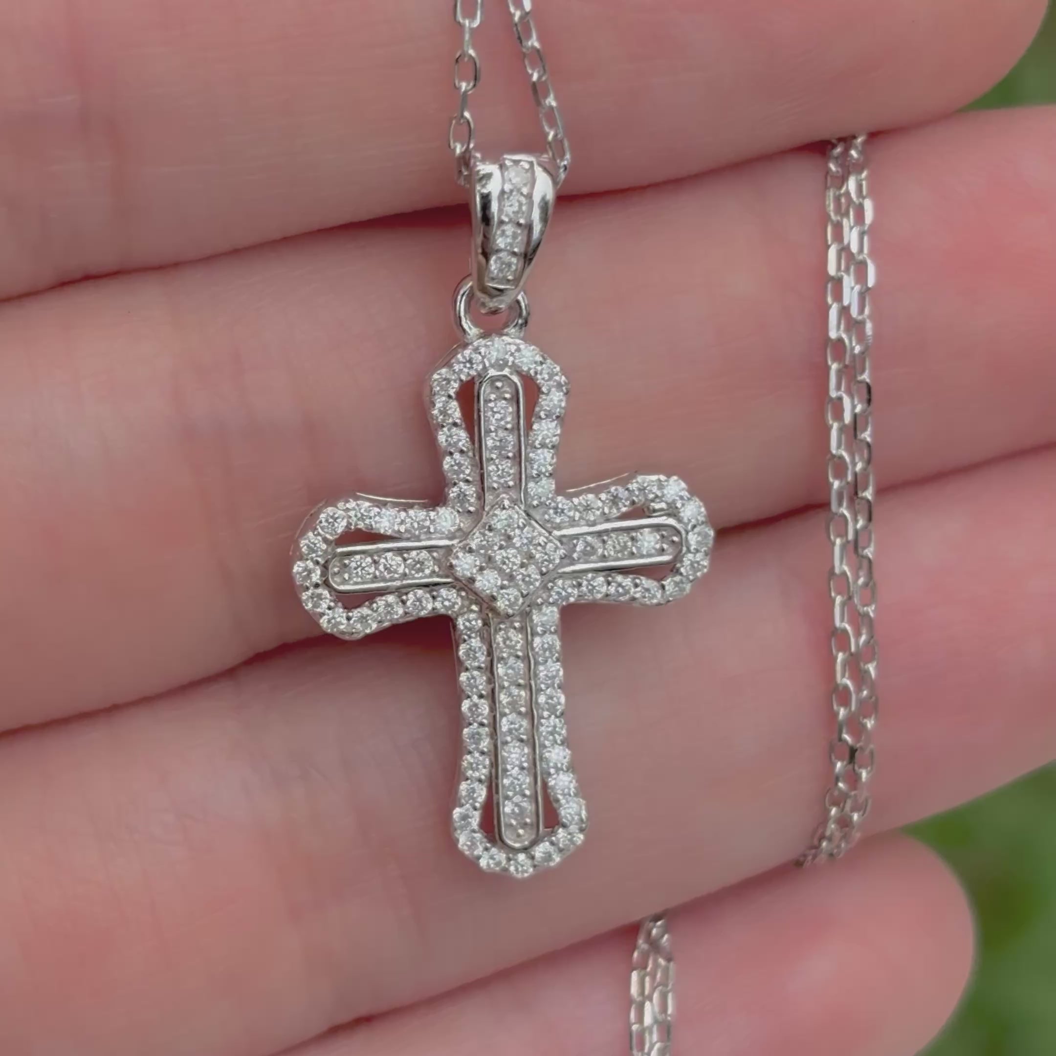 Sterling Silver Moissanite Cross Pendant