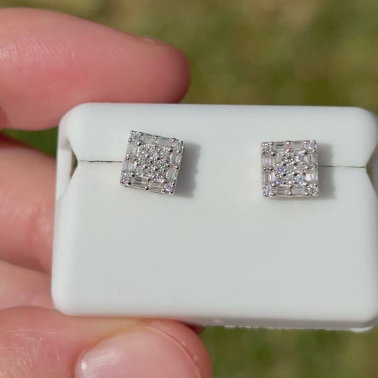 Sterling Silver Square Moissanite Earrings