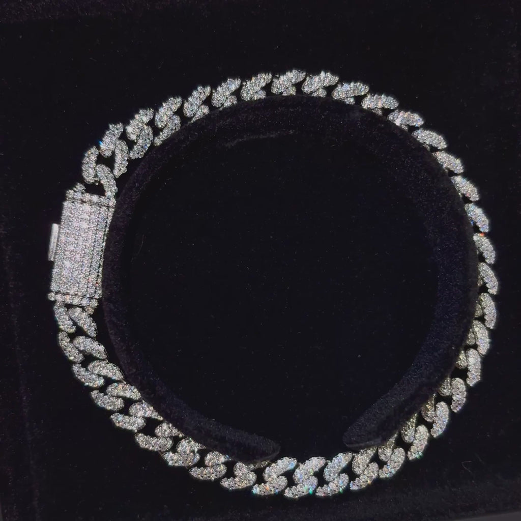6.6mm Sterling Silver Moissanite Curb Bracelet