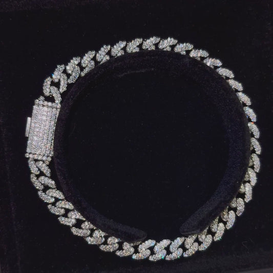 6.6mm Sterling Silver Moissanite Curb Bracelet